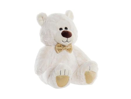 Ours en peluche DKD Home Decor Nœud papillon Doré Polyester Blanc Enfant Ours Online now