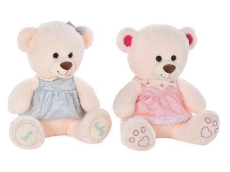 Ours en peluche DKD Home Decor Beige Rose Polyester Vert Enfant Ours (2 Unités) For Cheap