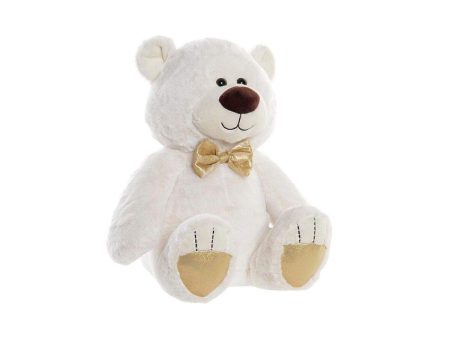 Ours en peluche DKD Home Decor Nœud papillon Doré Polyester Blanc Enfant Ours Online now